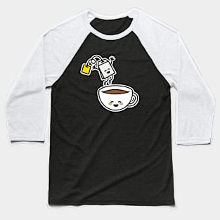 Funny tea bag jumping in teacup happy Kawaii cute Baseball T-Shirt